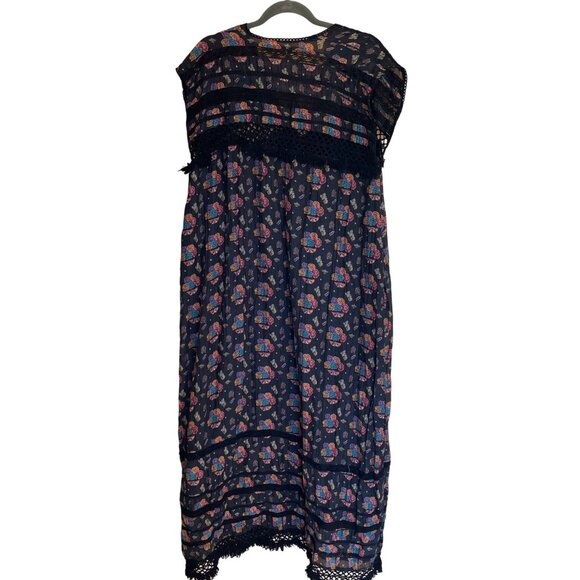 Carolina K Womens Dress Size Small Black Floral Crochet Trim Maxi Pure Viscose - Picture 12 of 15